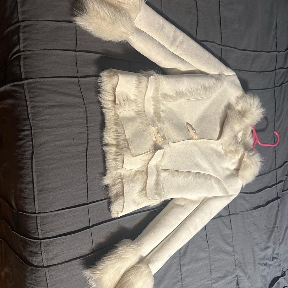 Limited Too Cream Faux Fur Cape Jacket